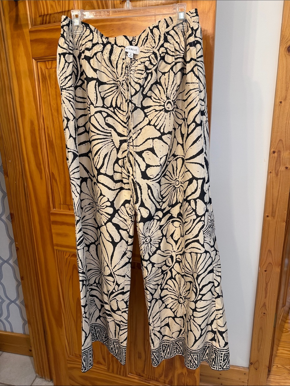 Black & Cream Floral Wide-Leg Pants